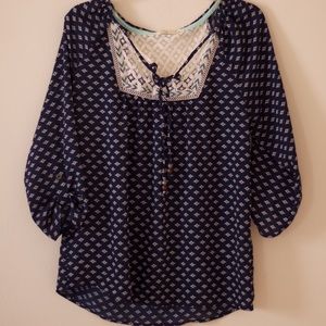 Tribal print long sleeved blouse